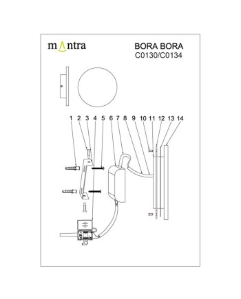 BORA BORA * APLIQUE LED REDONDO NEGRO - 30W  2700K